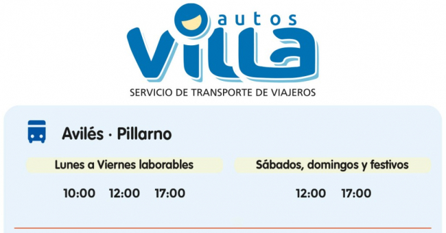 Tabla de horarios y frecuencias de paso Línea Pillarno: Avilés - Pillarno