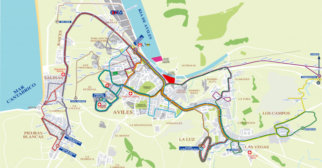 Plano de Autobuses urbanos de Avilés (CTEA)